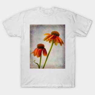 Two Textured Summer Coneflowers Still Life T-Shirt